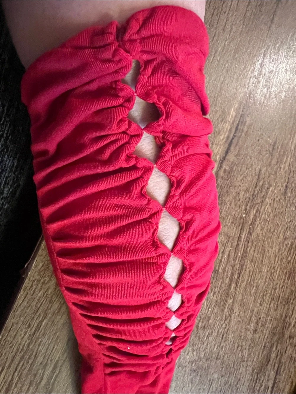 Rita Red Ruched Long Gloves